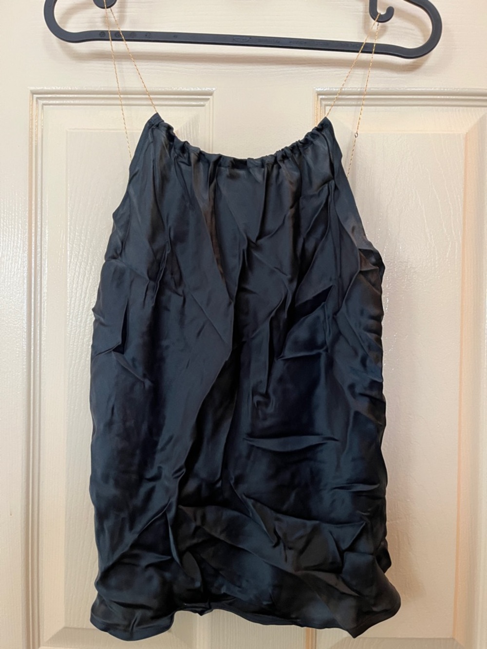 William B Black Silk Camisole with Gold Chain Straps